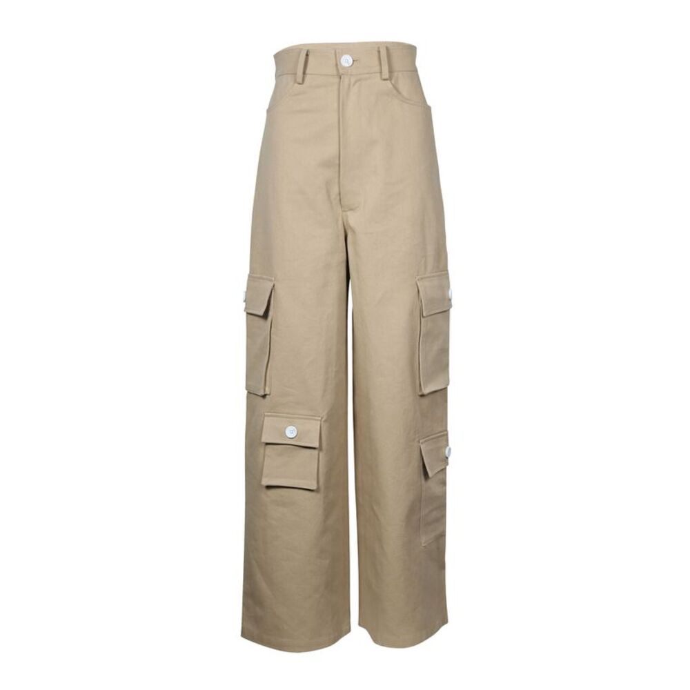 Frankie Shop Hailey Cargo Pants in Tan Brown Cotton-Twill
